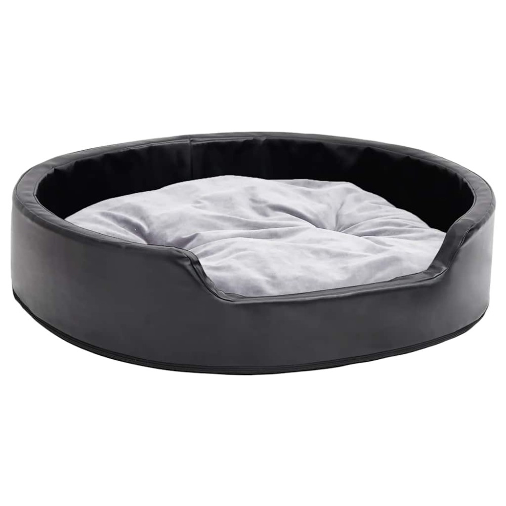 vidaXL Κρεβάτι Σκύλου Μαύρο/Γκρι 79 x 70 x 19 εκ. Βελουτέ/Συνθ. Δέρμα
