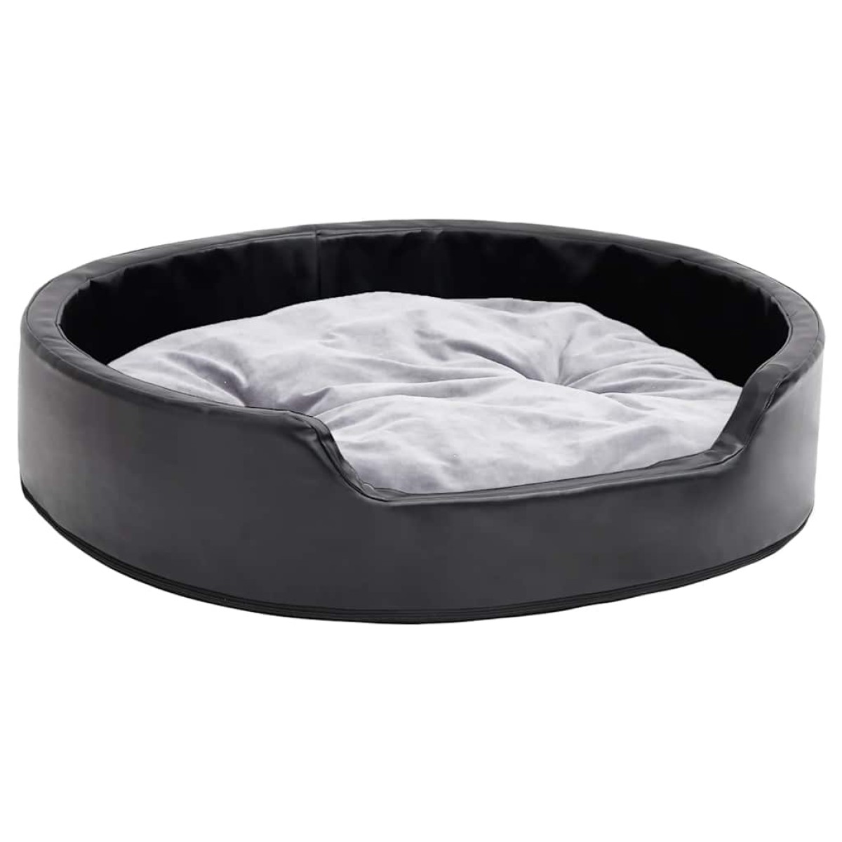 vidaXL Κρεβάτι Σκύλου Μαύρο/Γκρι 79 x 70 x 19 εκ. Βελουτέ/Συνθ. Δέρμα