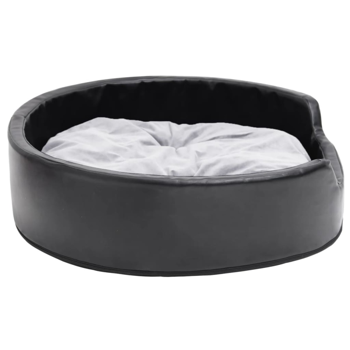 vidaXL Κρεβάτι Σκύλου Μαύρο/Γκρι 79 x 70 x 19 εκ. Βελουτέ/Συνθ. Δέρμα