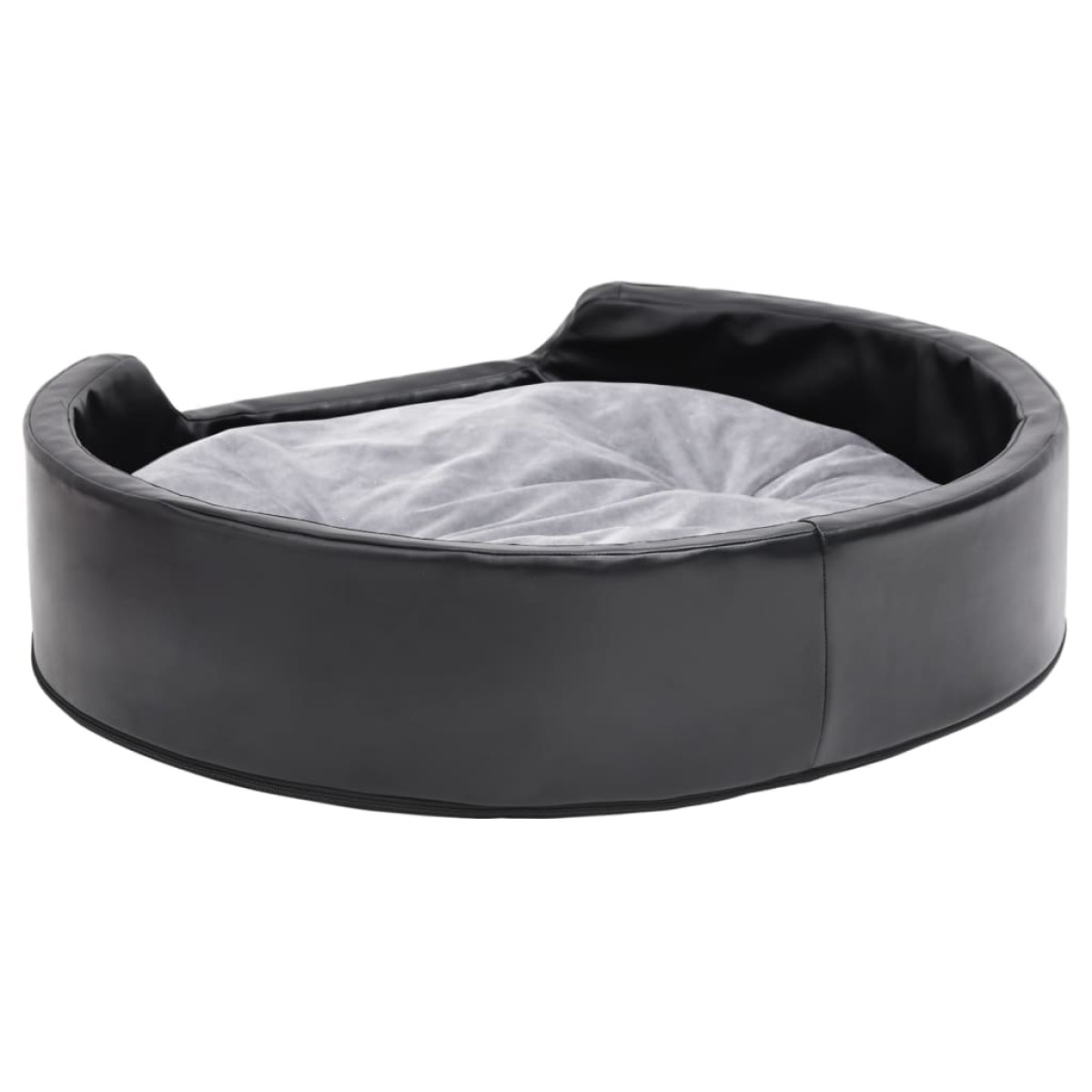 vidaXL Κρεβάτι Σκύλου Μαύρο/Γκρι 79 x 70 x 19 εκ. Βελουτέ/Συνθ. Δέρμα
