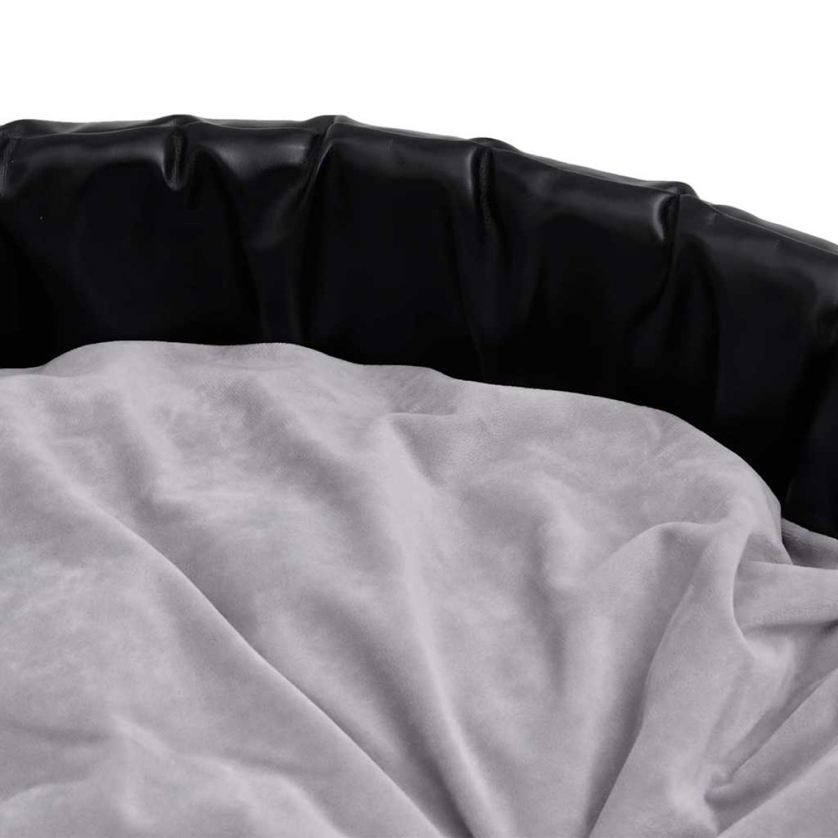 vidaXL Κρεβάτι Σκύλου Μαύρο/Γκρι 79 x 70 x 19 εκ. Βελουτέ/Συνθ. Δέρμα