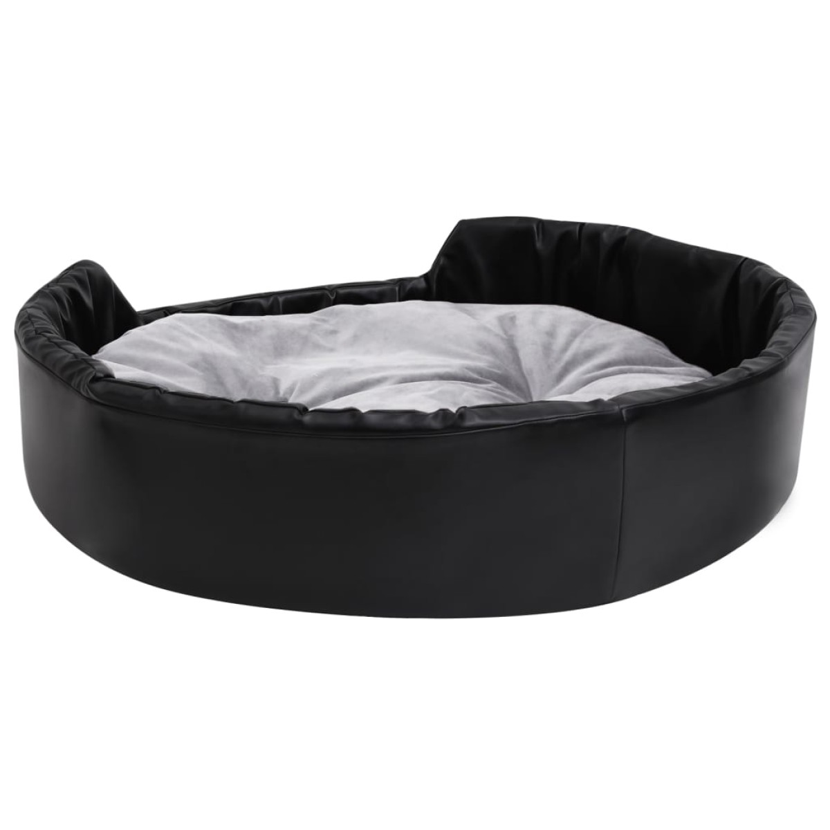 vidaXL Κρεβάτι Σκύλου Μαύρο/Γκρι 90 x 79 x 20 εκ. Βελουτέ/Συνθ. Δέρμα