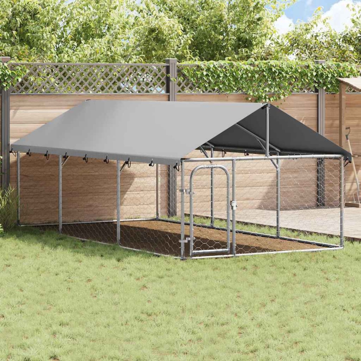 vidaXL Κλουβί Σκύλου Εξωτερικού Χώρου 400 x 200 x 150 εκ. με Στέγαστρο