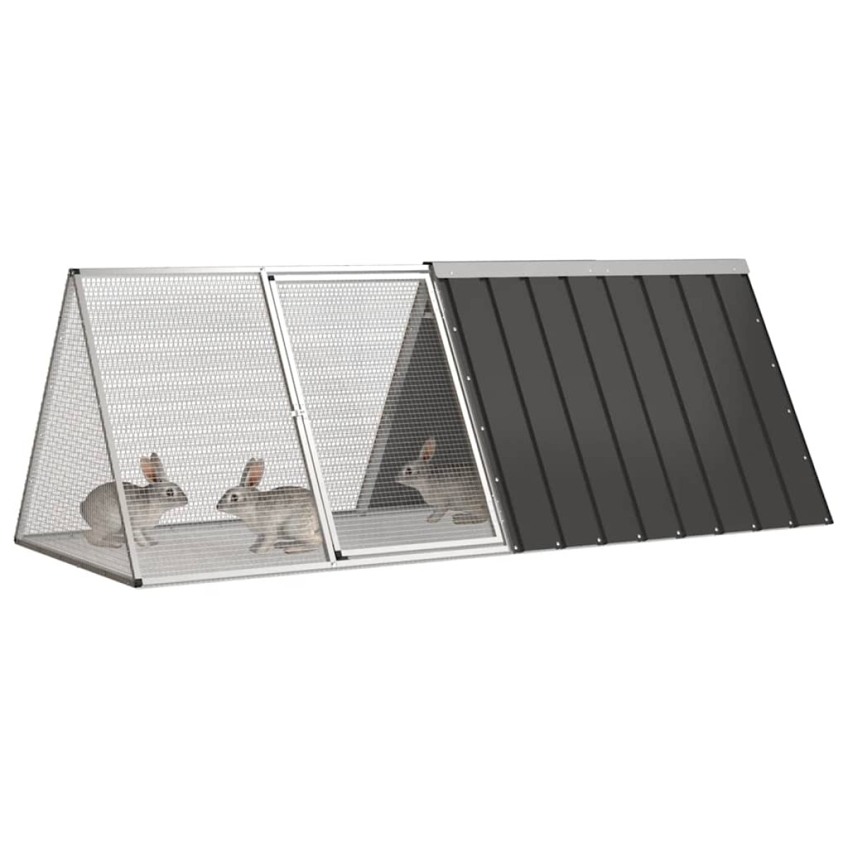 vidaXL Κλουβί Κουνελιών Ανθρακί 201,5x80,5x71 εκ Γαλβανισμένος Χάλυβας