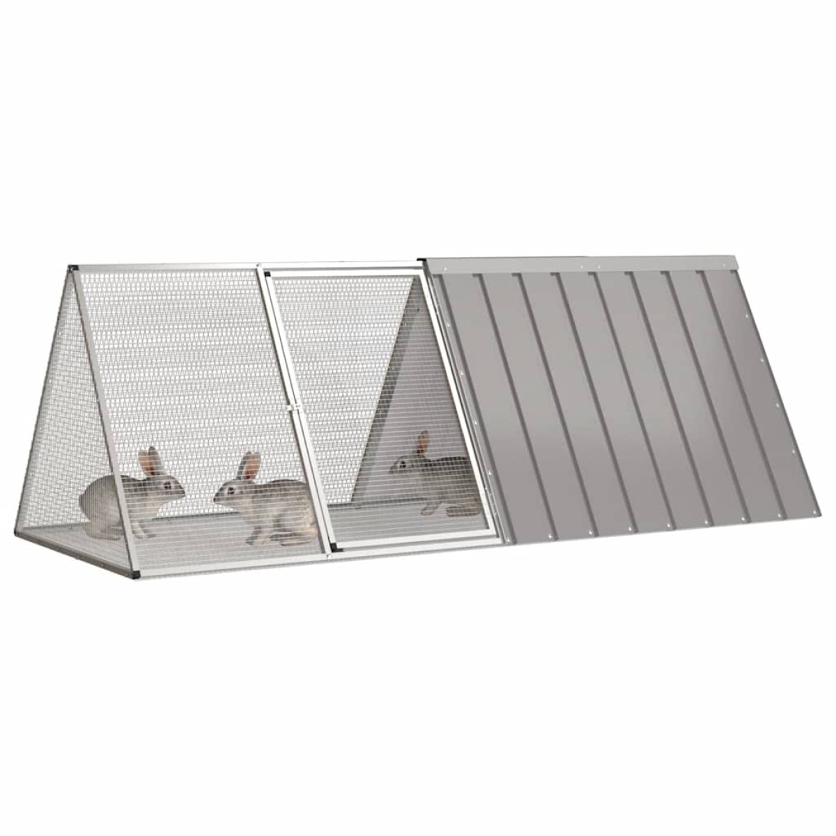 vidaXL Κλουβί Κουνελιών Γκρι 201,5x80,5x71 εκ. Γαλβανισμένος Χάλυβας