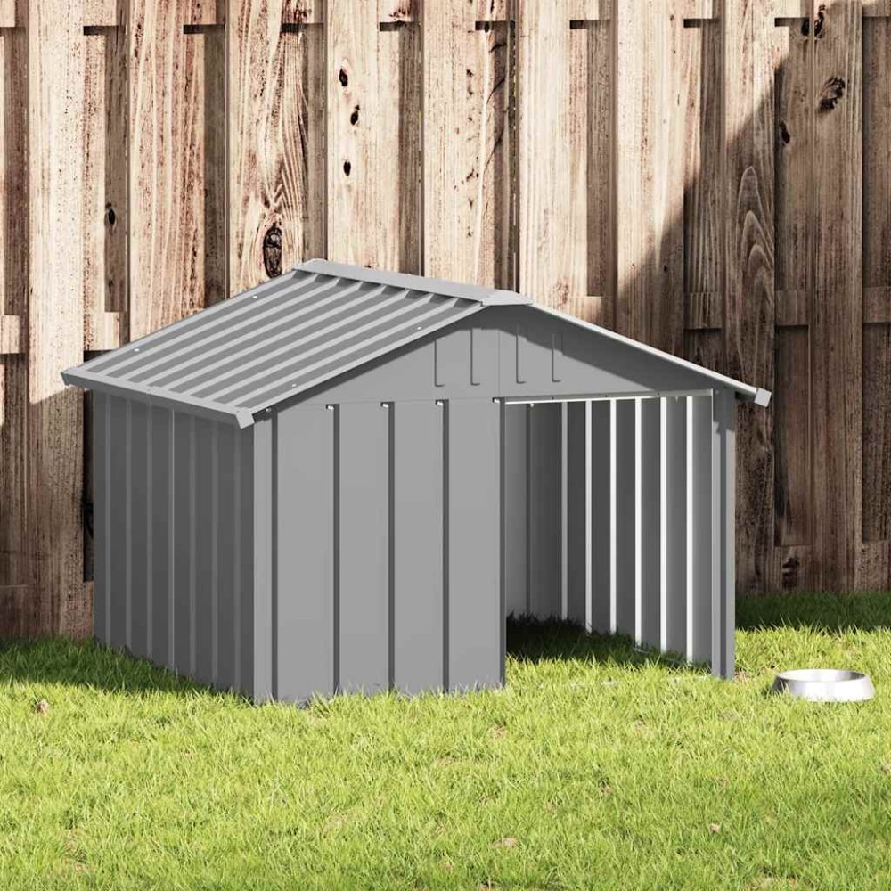 vidaXL Σπιτάκι Σκύλου Γκρι 116,5x103x81,5 εκ. Γαλβανισμένο Χάλυβα