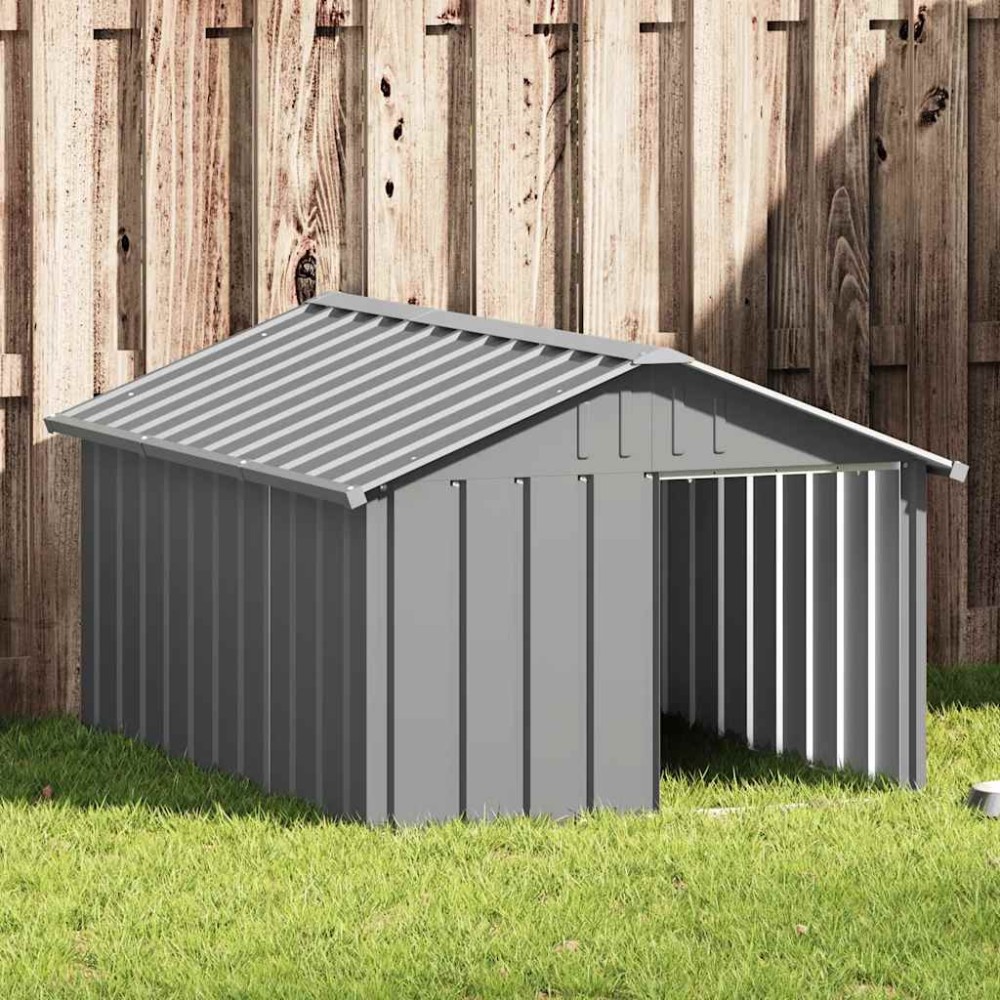 vidaXL Σπιτάκι Σκύλου Γκρι 116,5x153x81,5 εκ. Γαλβανισμένο Χάλυβα