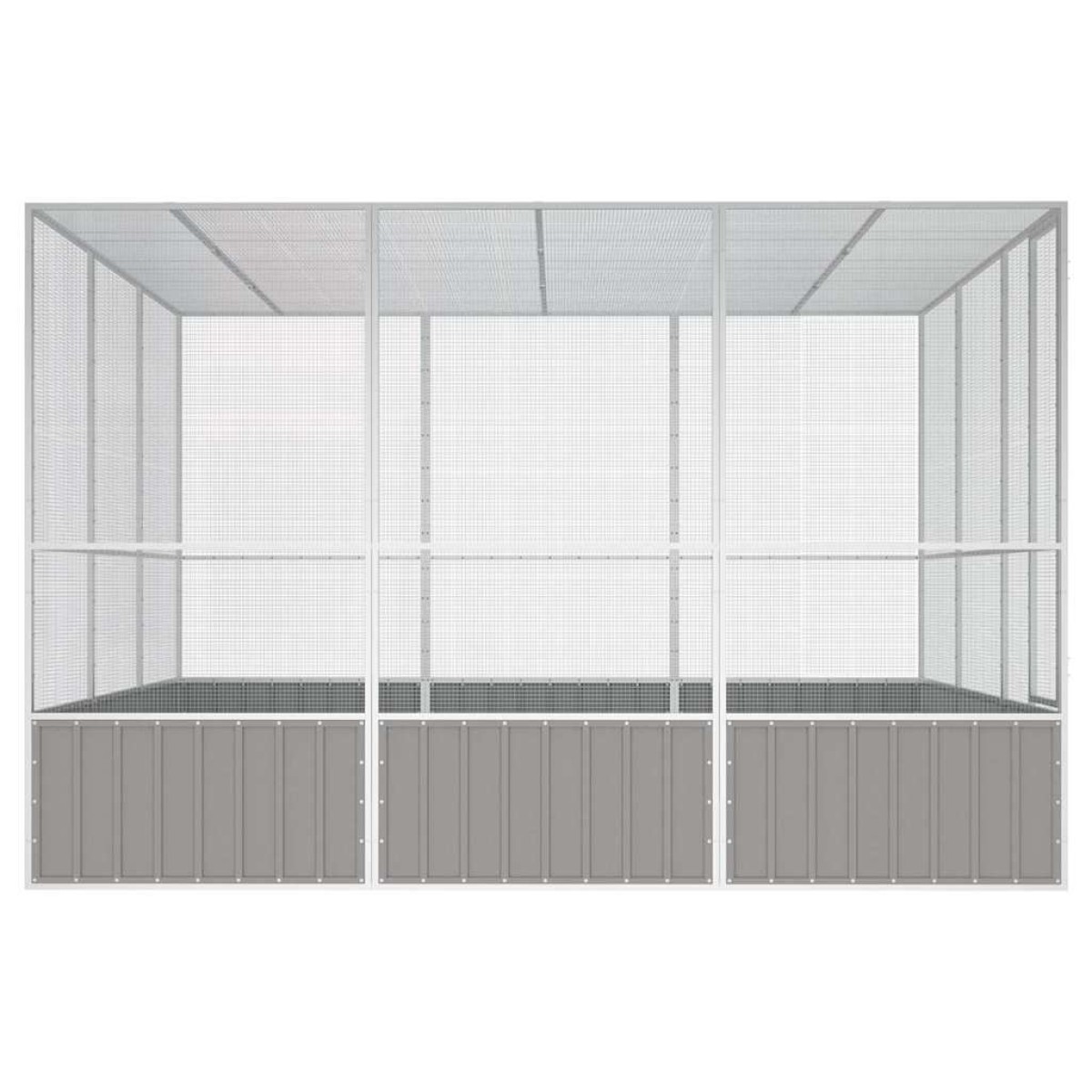 vidaXL Κλουβί Πουλιών Γκρι 302,5x324,5x211,5 εκ Γαλβανισμένο Χάλυβα