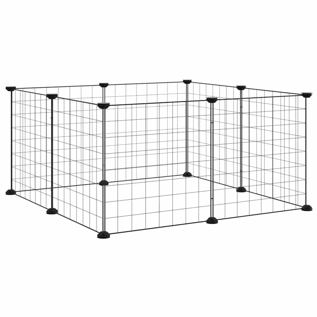 vidaXL Κλουβί για Κατοικίδια με 8 Πάνελ Μαύρο 35 x 35 εκ. Ατσάλινο
