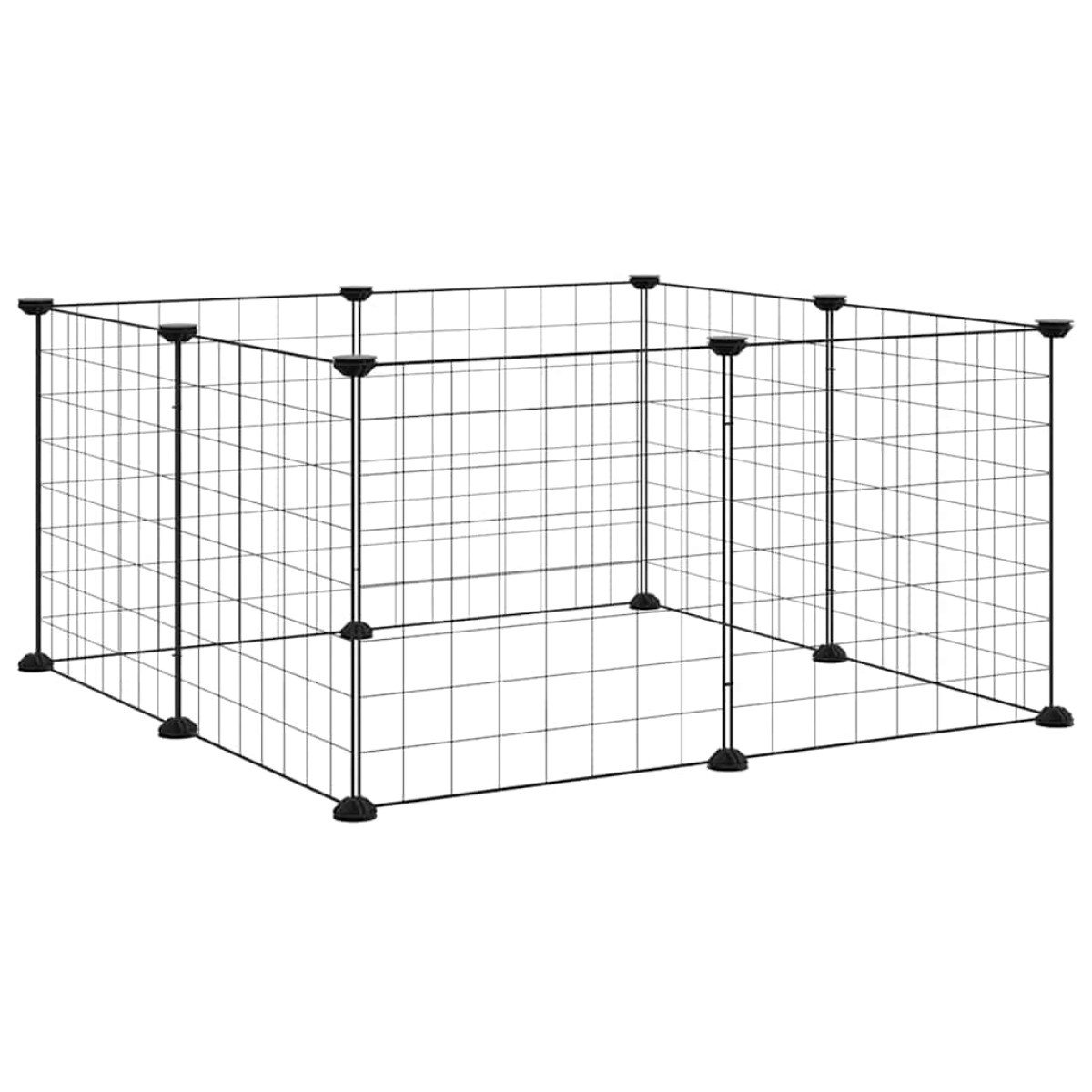 vidaXL Κλουβί για Κατοικίδια με 8 Πάνελ Μαύρο 35 x 35 εκ. Ατσάλινο