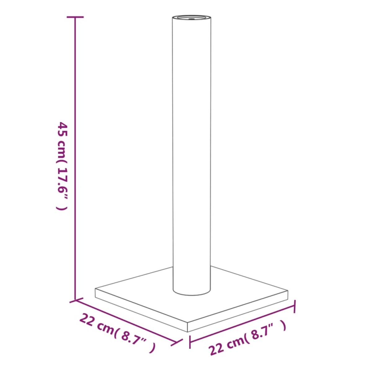 vidaXL Στύλος Ξυσίματος για Γάτες Σκούρο Γκρι 22 x 22 x 45 εκ.