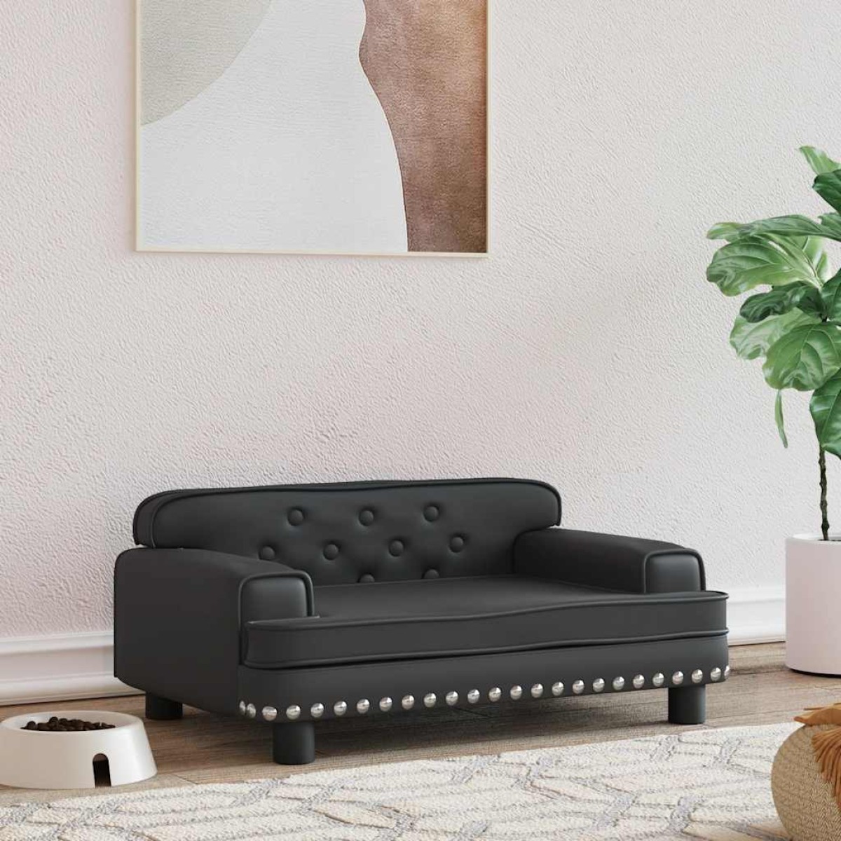 vidaXL Κρεβάτι Σκύλου Μαύρο 70 x 45 x 30 εκ. από Συνθετικό Δέρμα