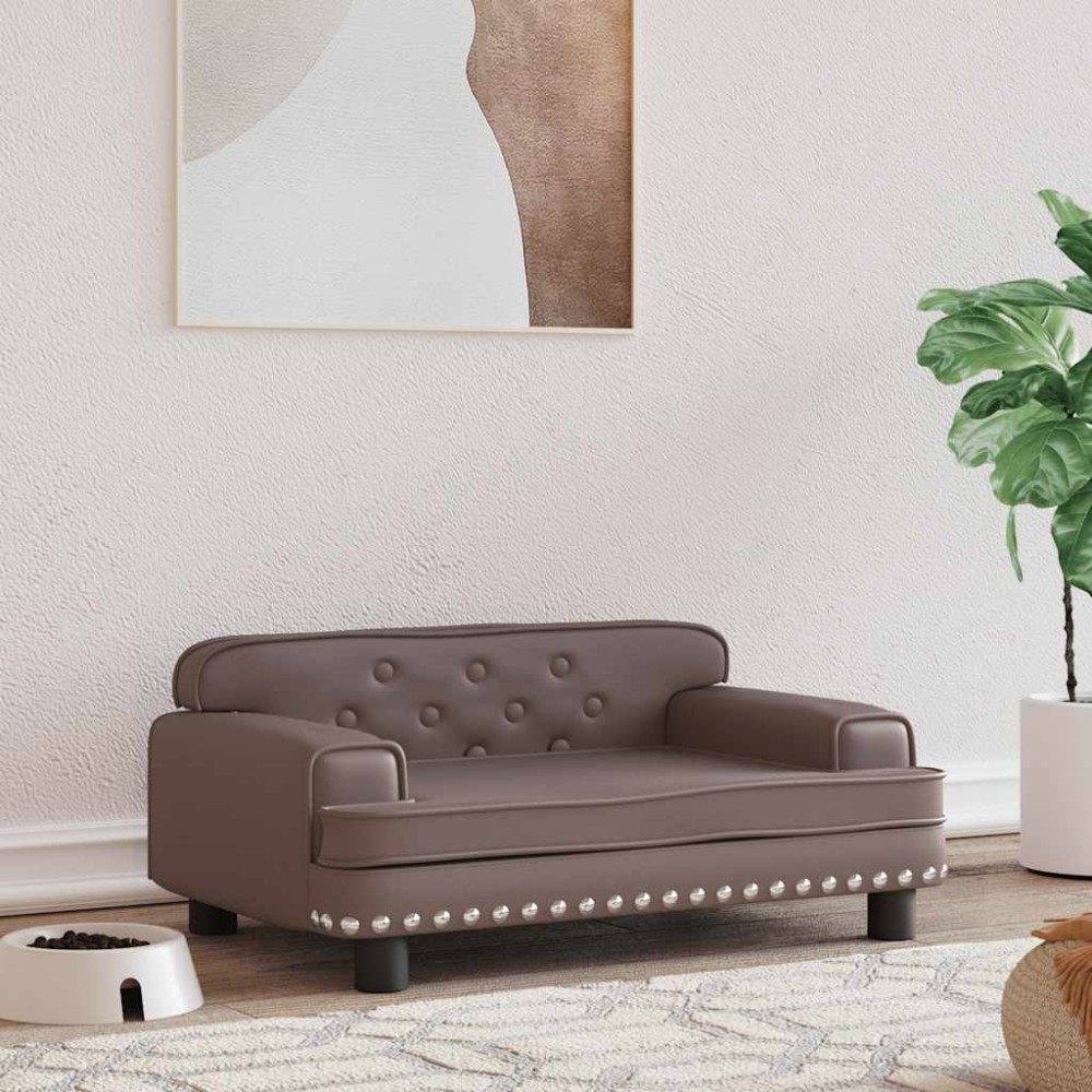 vidaXL Κρεβάτι Σκύλου Καφέ 70 x 45 x 30 εκ. από Συνθετικό Δέρμα