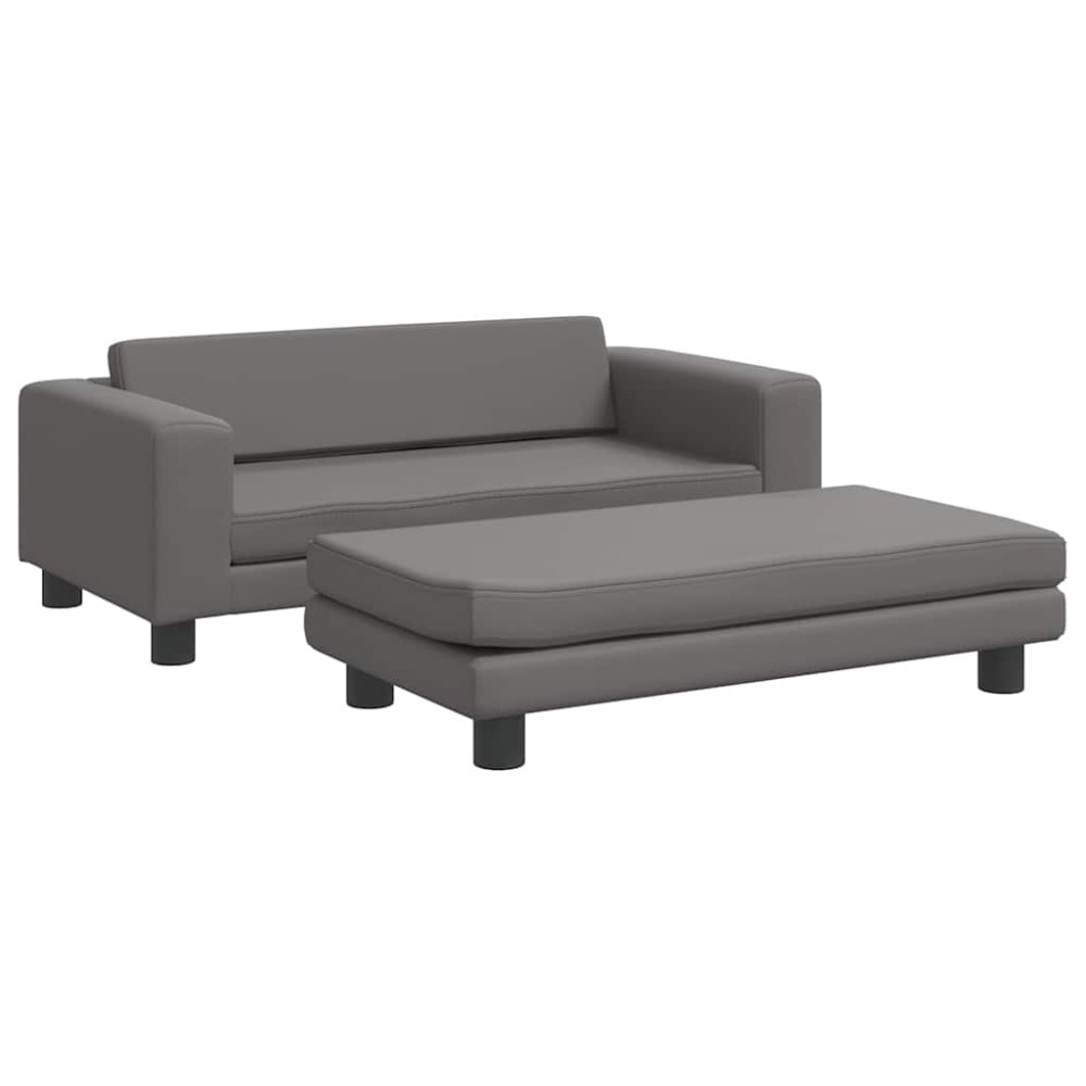 vidaXL Κρεβάτι Σκύλου με Προέκταση Γκρι 100x50x30 εκ. Συνθετικό Δέρμα
