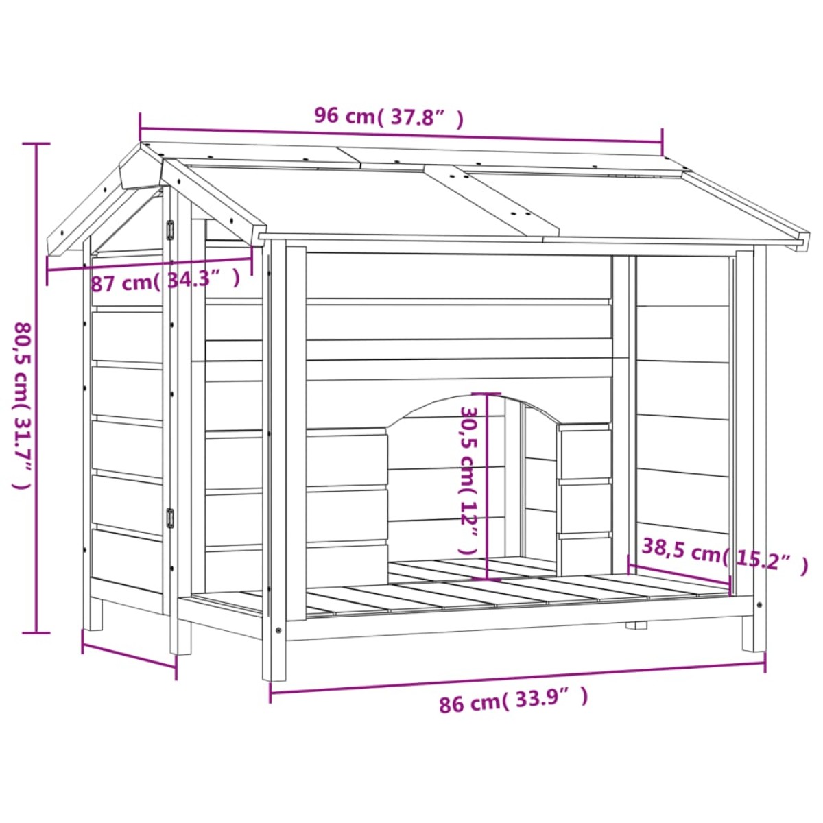 vidaXL Σπίτι Σκύλου Μόκα 96 x 87 x 80,5 εκ. από Μασίφ Ξύλο Πεύκου