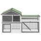 vidaXL Κλουβί Κουνελιών Γκρι 185,5x60,5x109,5 εκ. Μασίφ Ξύλο Πεύκου