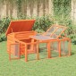 vidaXL Κλουβί Κουνελιών Καφέ 144 x 123 x 67,5 εκ. Μασίφ Ξύλο Πεύκου