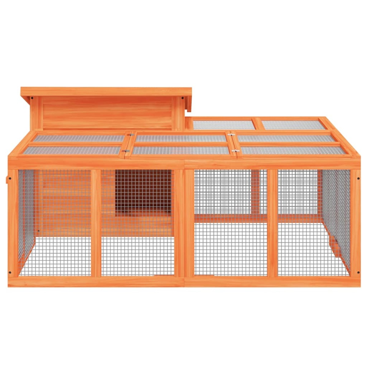 vidaXL Κλουβί Κουνελιών Καφέ 144 x 123 x 67,5 εκ. Μασίφ Ξύλο Πεύκου