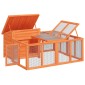 vidaXL Κλουβί Κουνελιών Καφέ 144 x 123 x 67,5 εκ. Μασίφ Ξύλο Πεύκου