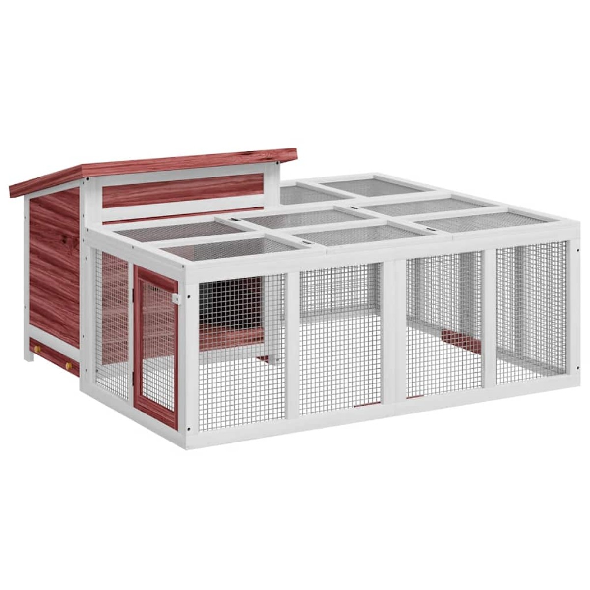 vidaXL Κλουβί Κουνελιών Μόκα 144 x 123 x 67,5 εκ. Μασίφ Ξύλο Πεύκου