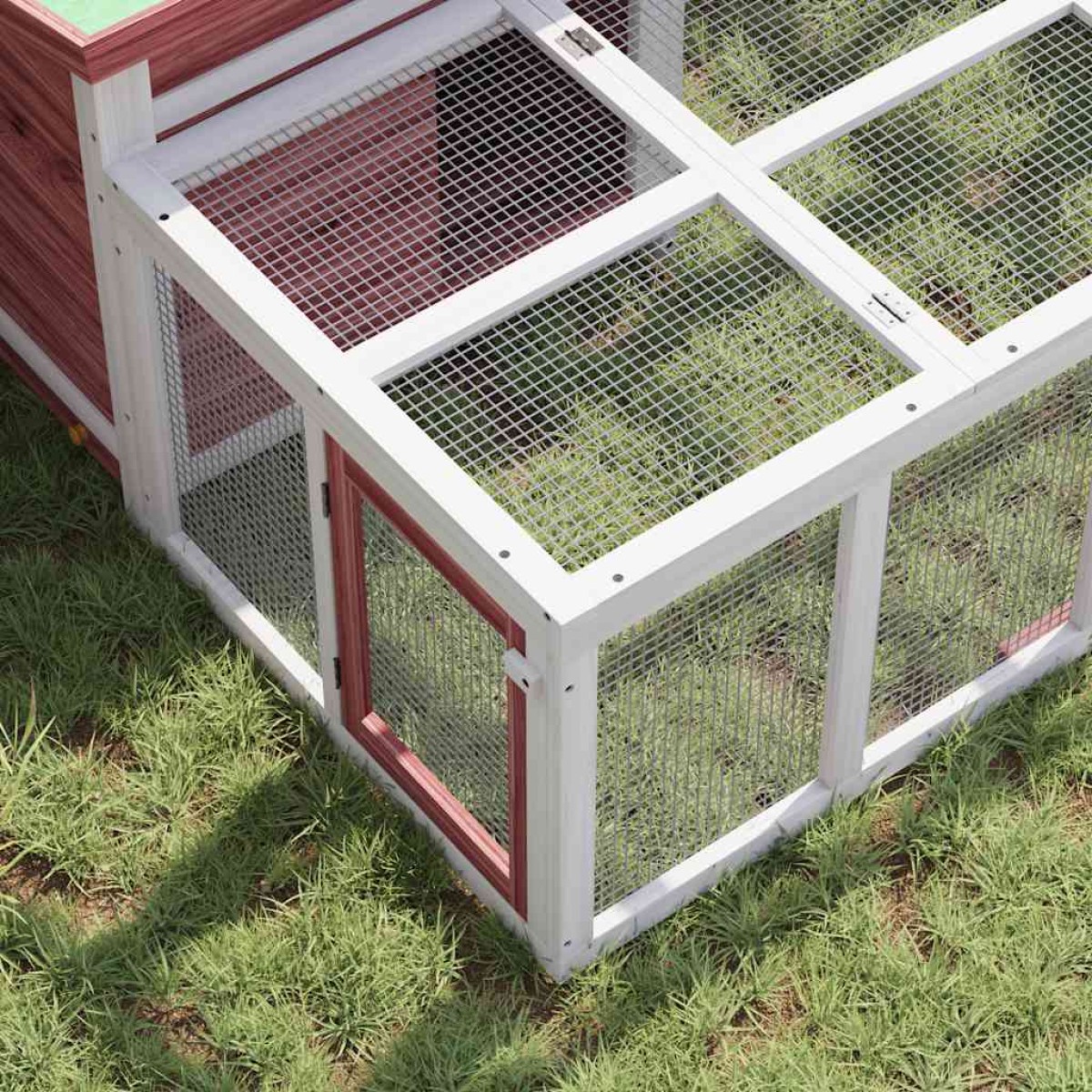vidaXL Κλουβί Κουνελιών Μόκα 144 x 123 x 67,5 εκ. Μασίφ Ξύλο Πεύκου