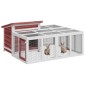 vidaXL Κλουβί Κουνελιών Μόκα 144 x 123 x 67,5 εκ. Μασίφ Ξύλο Πεύκου
