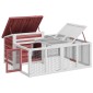 vidaXL Κλουβί Κουνελιών Μόκα 144 x 123 x 67,5 εκ. Μασίφ Ξύλο Πεύκου