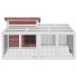 vidaXL Κλουβί Κουνελιών Μόκα 144 x 123 x 67,5 εκ. Μασίφ Ξύλο Πεύκου