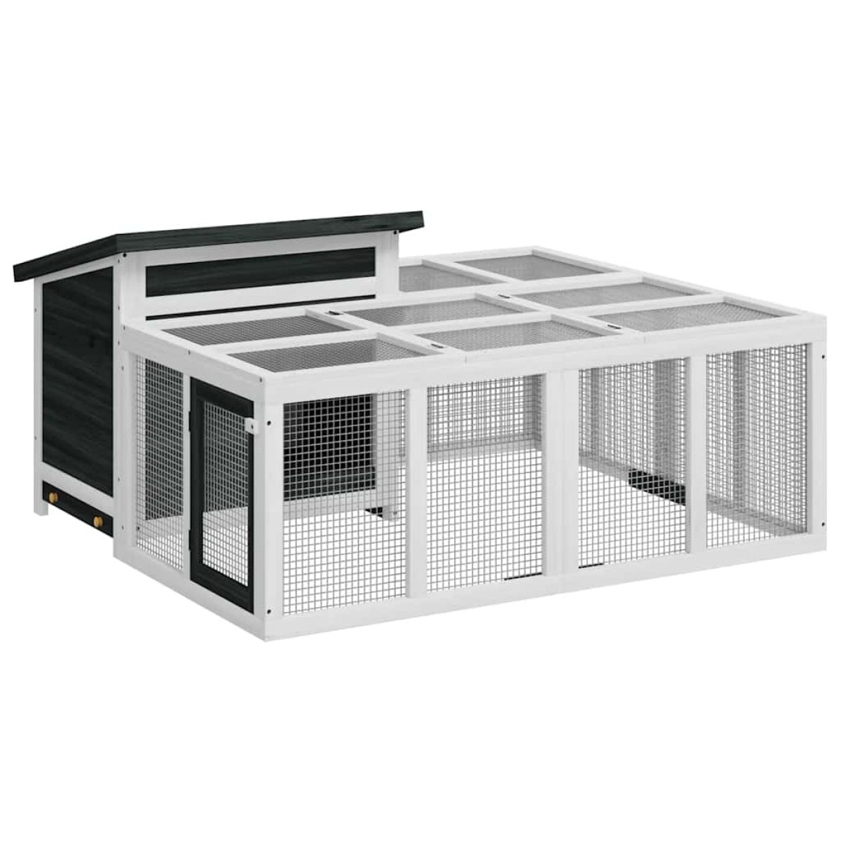 vidaXL Κλουβί Κουνελιών Γκρι 144 x 123 x 67,5 εκ. Μασίφ Ξύλο Πεύκου