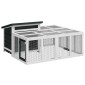 vidaXL Κλουβί Κουνελιών Γκρι 144 x 123 x 67,5 εκ. Μασίφ Ξύλο Πεύκου