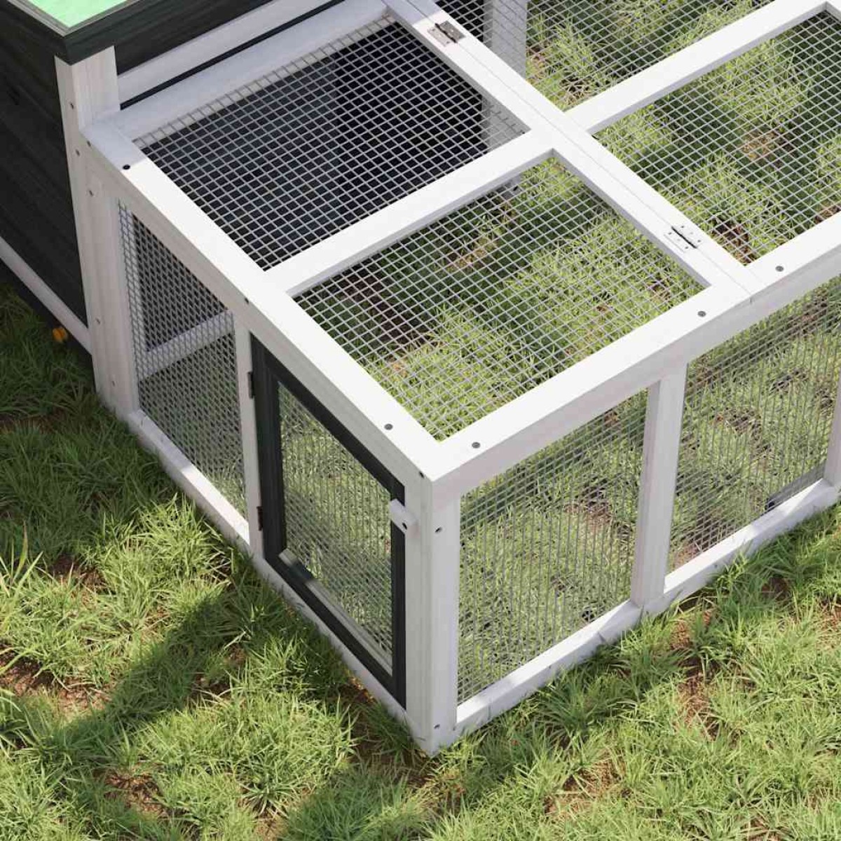 vidaXL Κλουβί Κουνελιών Γκρι 144 x 123 x 67,5 εκ. Μασίφ Ξύλο Πεύκου