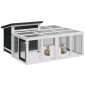 vidaXL Κλουβί Κουνελιών Γκρι 144 x 123 x 67,5 εκ. Μασίφ Ξύλο Πεύκου