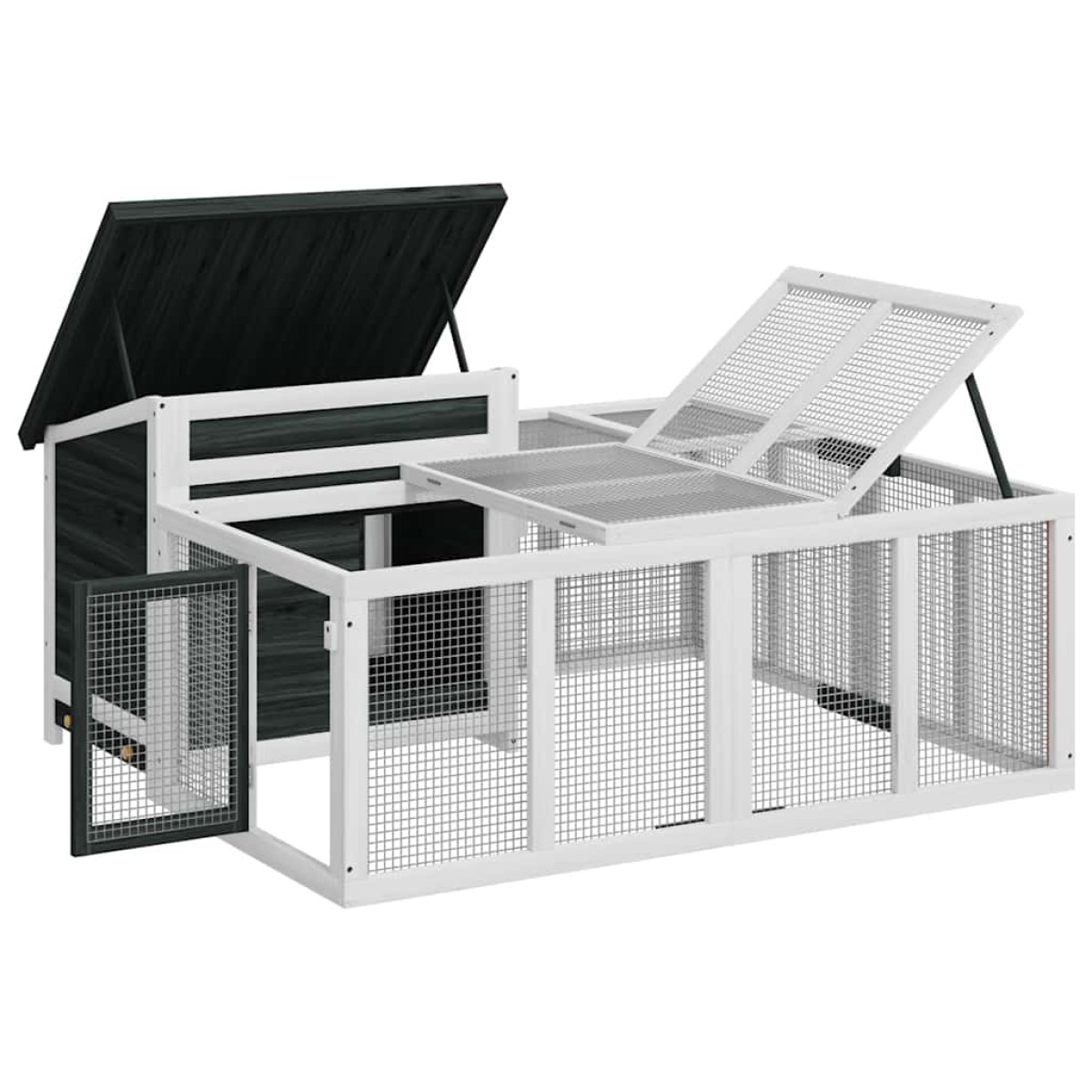 vidaXL Κλουβί Κουνελιών Γκρι 144 x 123 x 67,5 εκ. Μασίφ Ξύλο Πεύκου