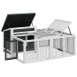 vidaXL Κλουβί Κουνελιών Γκρι 144 x 123 x 67,5 εκ. Μασίφ Ξύλο Πεύκου