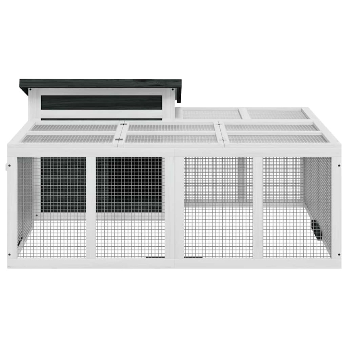 vidaXL Κλουβί Κουνελιών Γκρι 144 x 123 x 67,5 εκ. Μασίφ Ξύλο Πεύκου