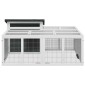 vidaXL Κλουβί Κουνελιών Γκρι 144 x 123 x 67,5 εκ. Μασίφ Ξύλο Πεύκου