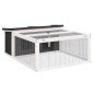 vidaXL Κλουβί Κουνελιών Γκρι 117,5 x 97 x 47,5 εκ. Μασίφ Ξύλο Πεύκου