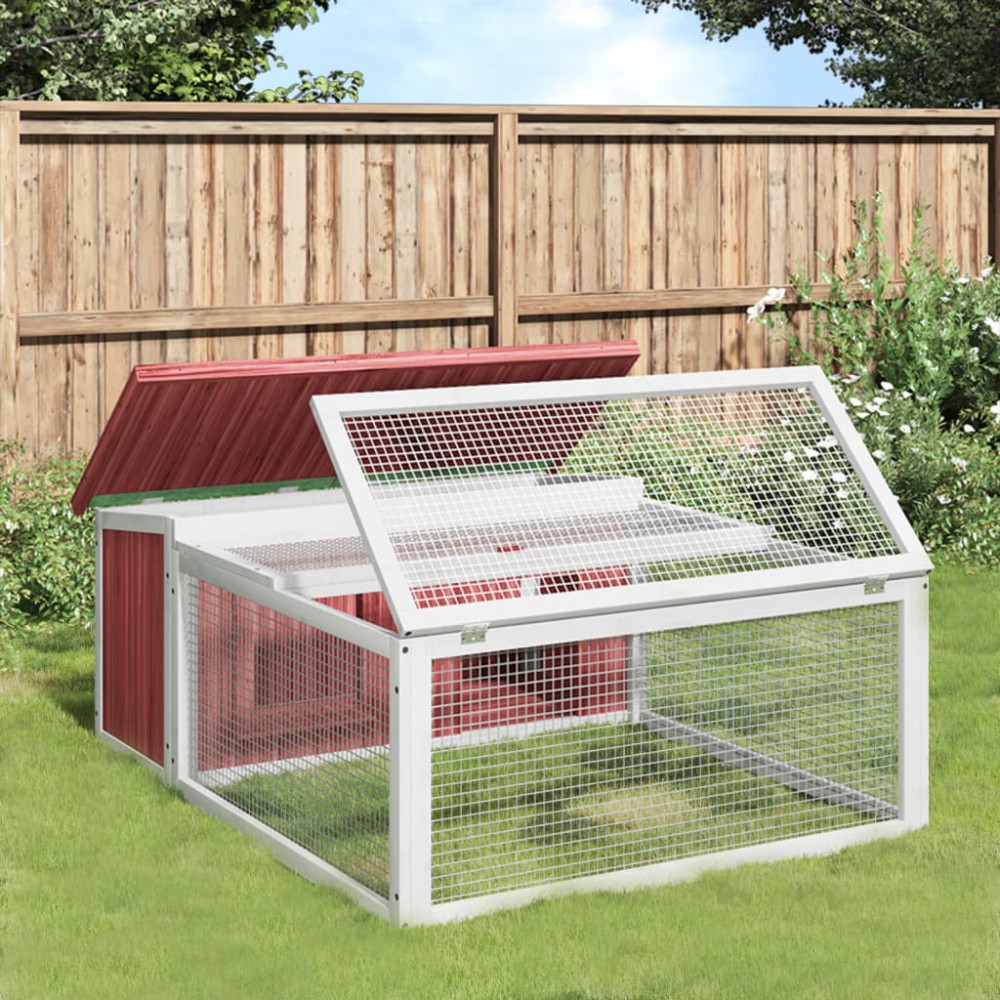 vidaXL Κλουβί Κουνελιών Μόκα 117,5 x 97 x 47,5 εκ. Μασίφ Ξύλο Πεύκου