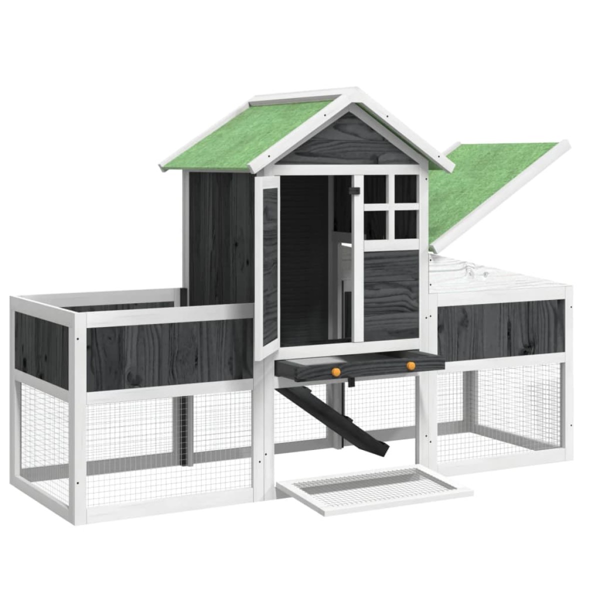 vidaXL Κλουβί Κουνελιών Γκρι 170 x 63 x 113 εκ. Μασίφ Ξύλο Πεύκου