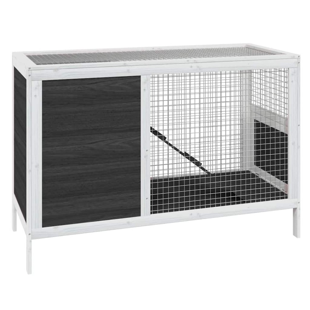 vidaXL Κλουβί Κουνελιών Γκρι 103 x 44 x 69,5 εκ. Μασίφ Ξύλο Πεύκου