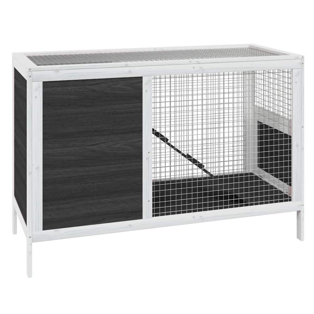 vidaXL Κλουβί Κουνελιών Γκρι 103 x 44 x 69,5 εκ. Μασίφ Ξύλο Πεύκου