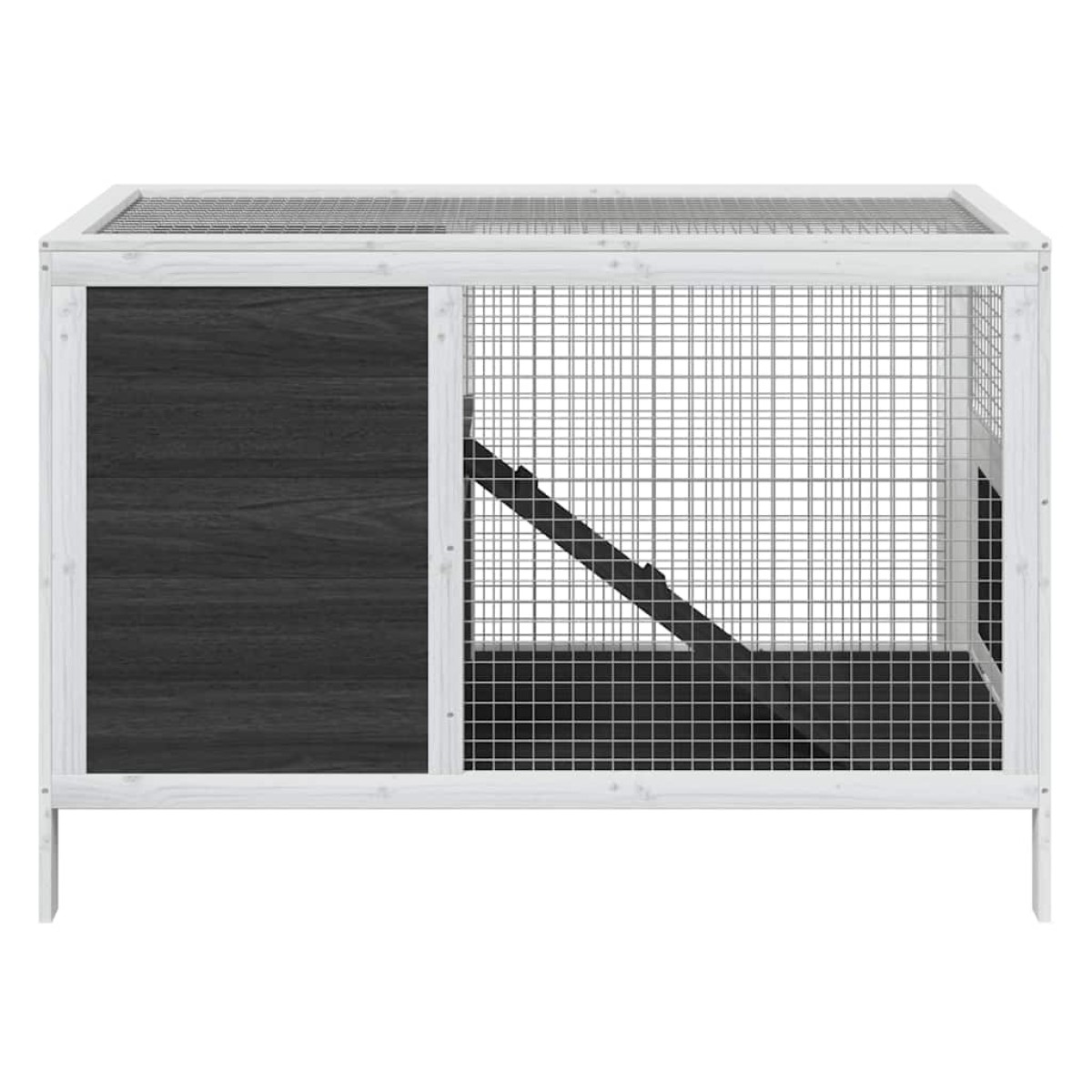 vidaXL Κλουβί Κουνελιών Γκρι 103 x 44 x 69,5 εκ. Μασίφ Ξύλο Πεύκου