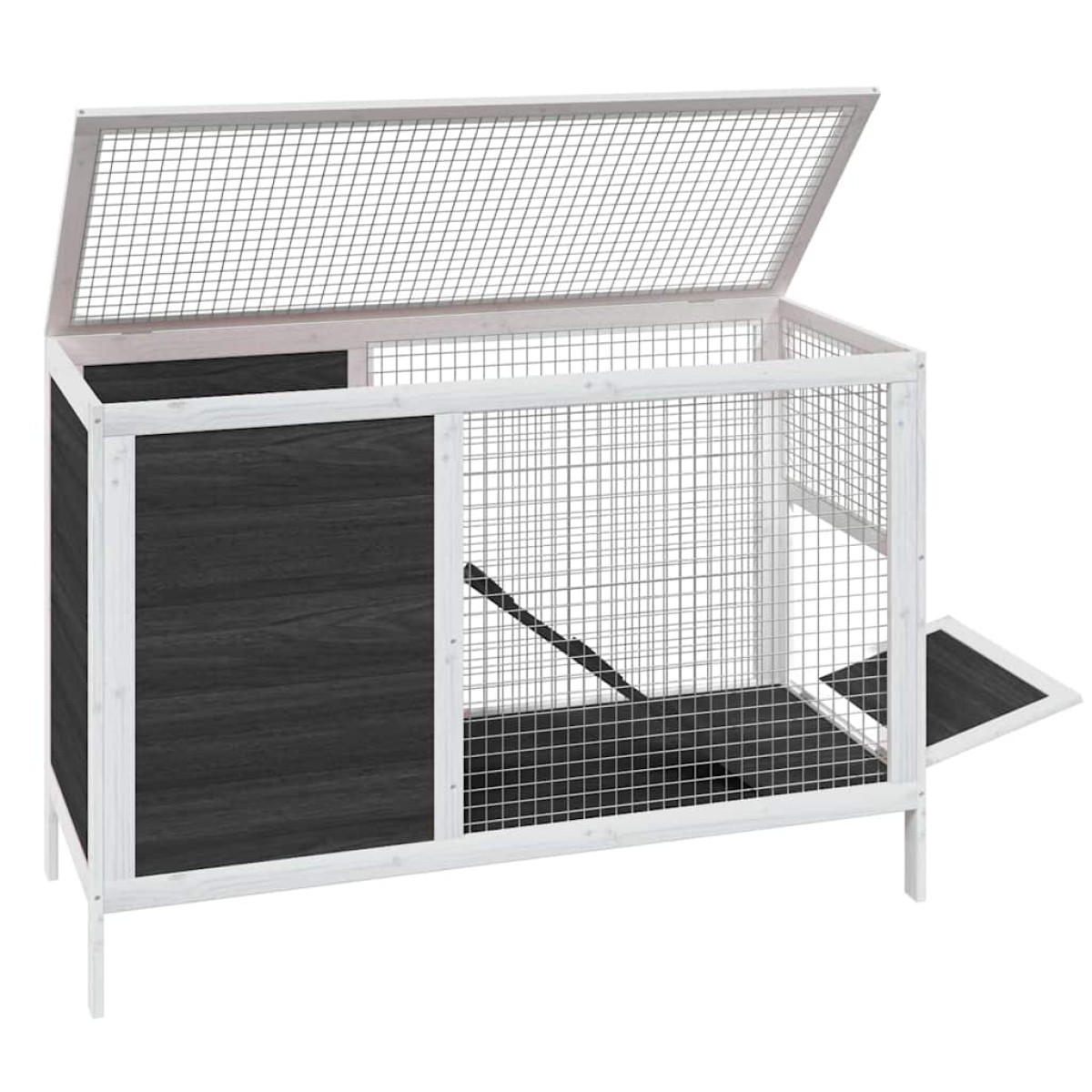vidaXL Κλουβί Κουνελιών Γκρι 103 x 44 x 69,5 εκ. Μασίφ Ξύλο Πεύκου