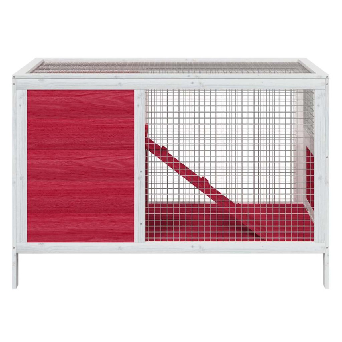 vidaXL Κλουβί Κουνελιών Κόκκινο 103 x 44 x 69,5 εκ. Μασίφ Ξύλο Πεύκου