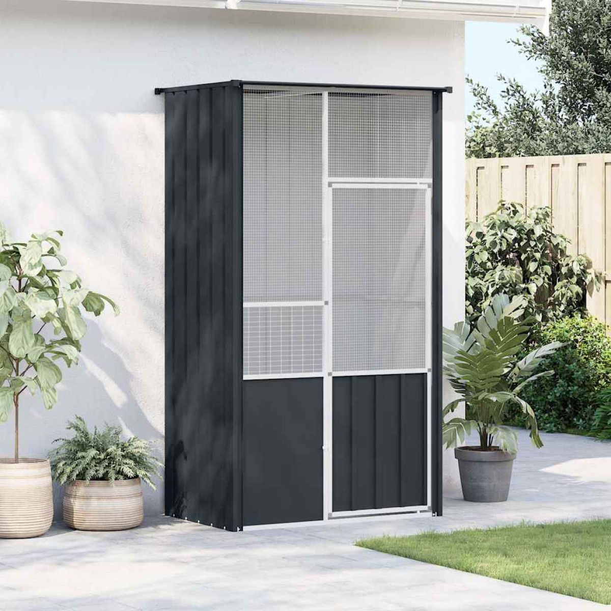 vidaXL Κλουβί Πουλιών Ανθρακί 115x78x200 εκ. από Γαλβανισμένο Χάλυβα