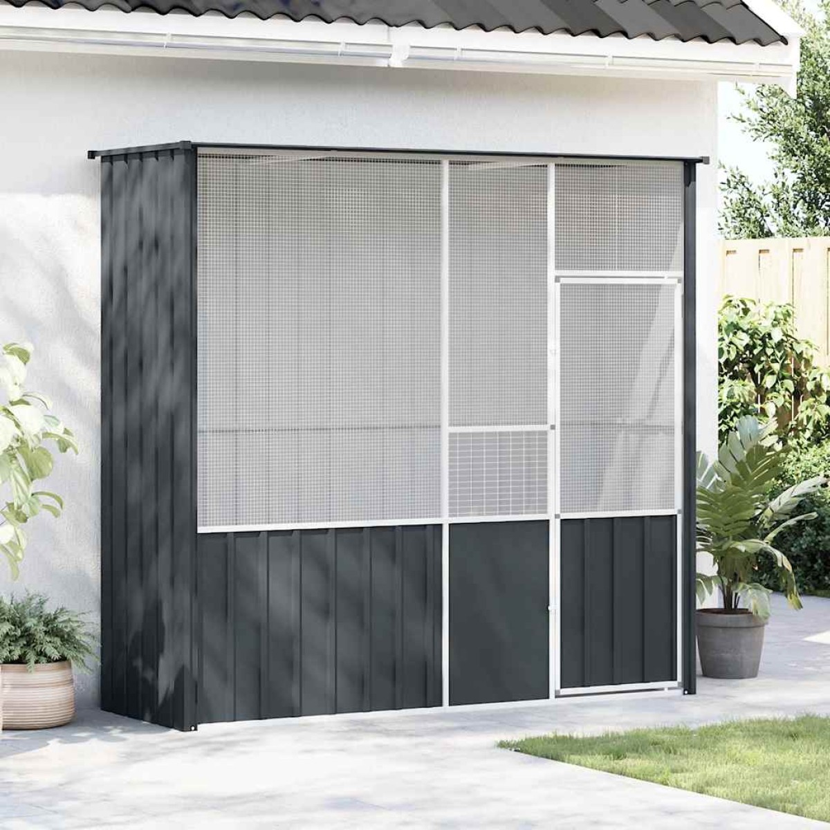 vidaXL Κλουβί Πουλιών Ανθρακί 215x78x200 εκ. από Γαλβανισμένο Χάλυβα