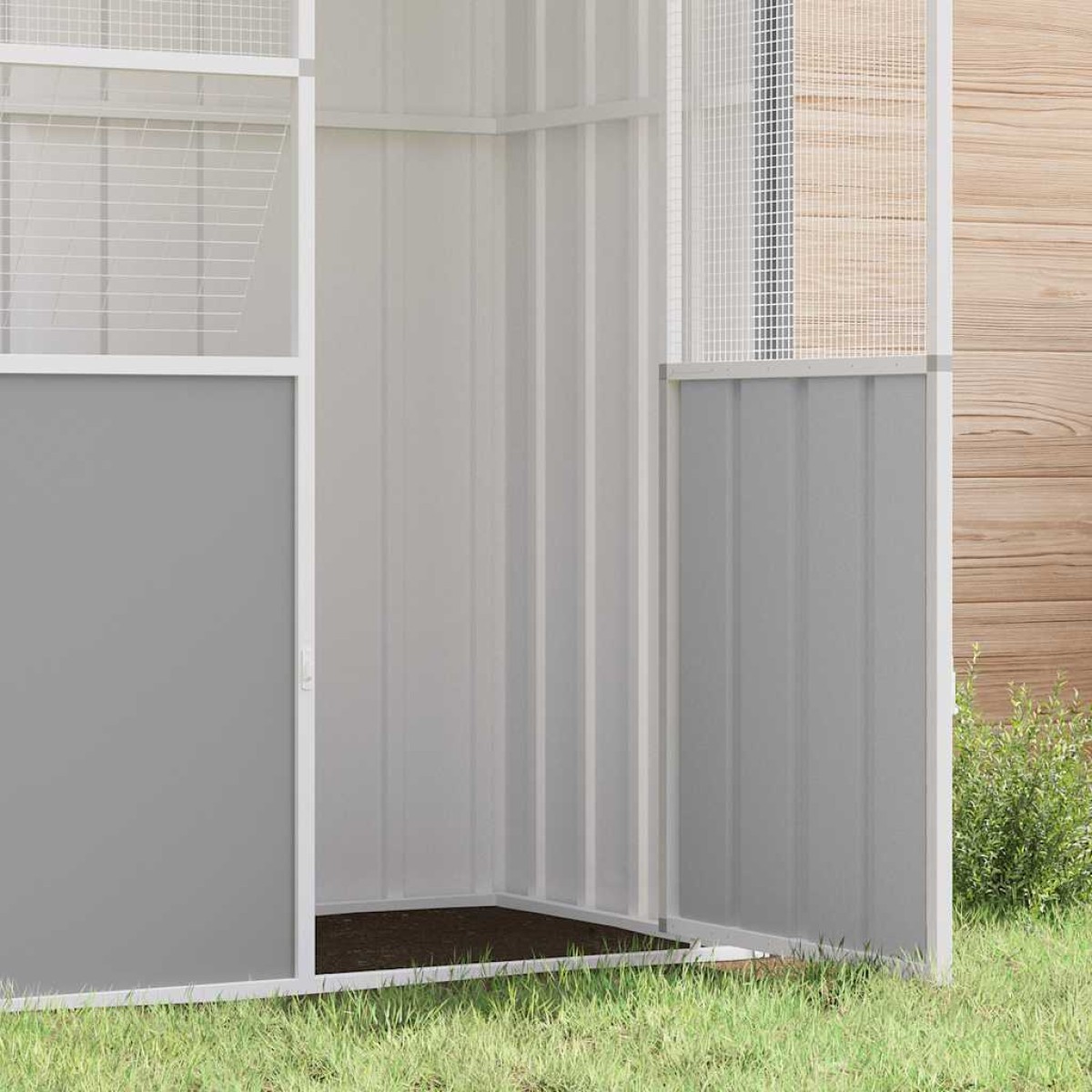vidaXL Κλουβί Πουλιών Γκρι 215 x 78 x 200 εκ. από Γαλβανισμένο Χάλυβα
