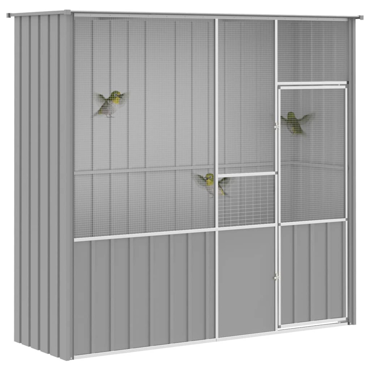 vidaXL Κλουβί Πουλιών Γκρι 215 x 78 x 200 εκ. από Γαλβανισμένο Χάλυβα