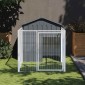 vidaXL Σπιτάκι Σκύλου με Αυλή Ανθρακί 117x201x123 εκ. Γαλβαν. Χάλυβας