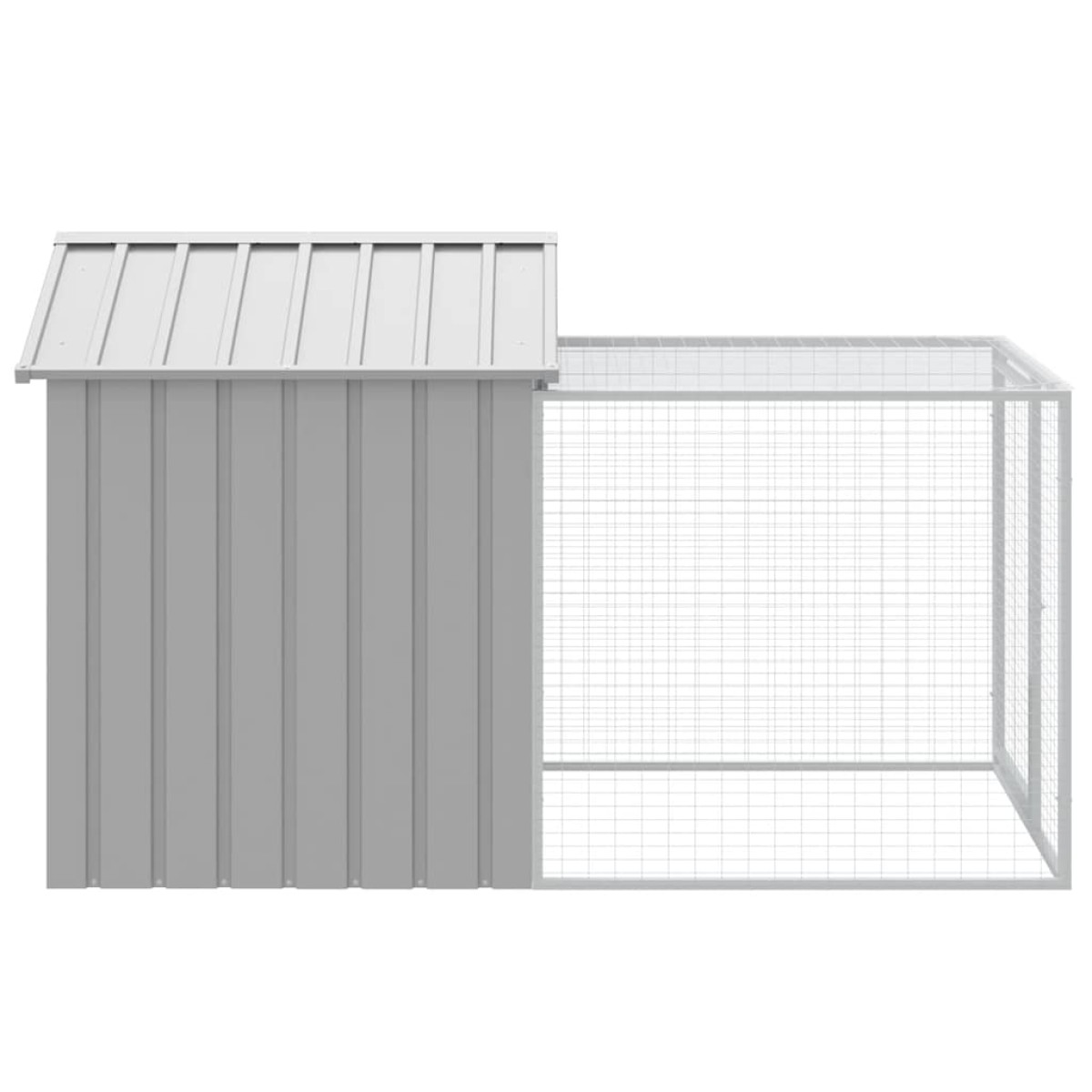 vidaXL Κλουβί για Κότες με Αυλή Αν. Γκρι 117x201x123εκ Γαλβαν. Χάλυβας